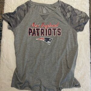 NFL Official New England Patriots Gray Camouflage Sleeve T-Shirt